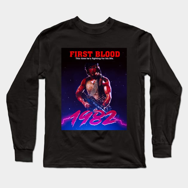 First Blood 1982 Long Sleeve T-Shirt by VHS Neon Dreams